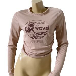 PRETTY LITTLE THING Womens Size US 10 New Wave Ruched Long Sleeve Crop Top Shirt